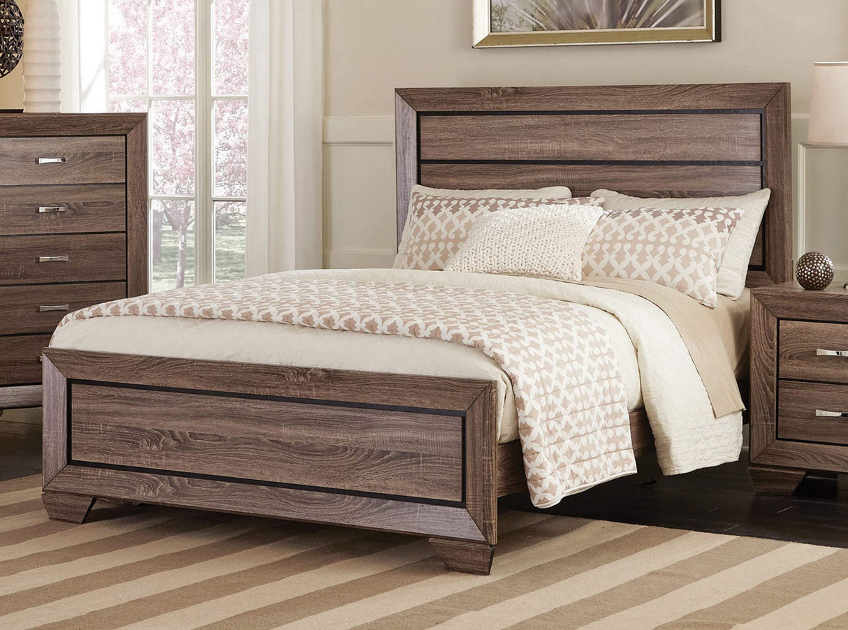Coaster Kauffman Queen Bed 4-Piece Set, Washed Taupe Coaster Home Furnishings