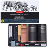 PANDAFLY Drawing Sketching Pencil Set, 42 Pack Pro Art Pencil Kit with Graphite Pencils (14B-4H), Charcoal Pencil, Ideal for Shading, Blending, Drawing Set for Beginners & Pro Artists PANDAFLY