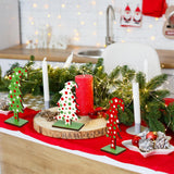 Meooeck 3 Pcs Green Tabletop Christmas Tree Christmas Tabletop Decor Bendable Wood Christmas Tree Decor Standing Wooden Trees with Rectangular Base for Home Office Meooeck