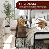 Folding TV Tray Adjustable Dinner - Trays for Eating On Couch Wooden Tables Mate Stand Foldable Desk Table with Cup Holder Portable NUTIKAS