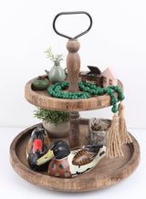 Yagoo St Patricks Day Wood Bead Garland with Tassels, Farmhouse Rustic Prayer Beads Boho Tassel Garland Decorative Beads for Home Decor (Green) Yagoo