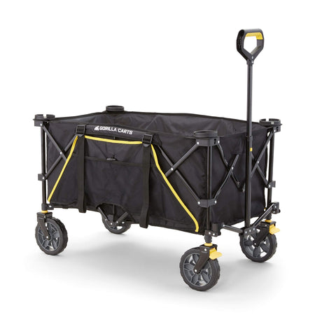 Gorilla Carts Foldable Wagon, Heavy Duty Collapsible Cart with Wheels, 7 Cu Ft, Black Gorilla Carts