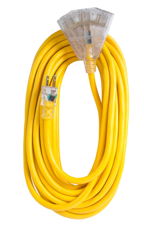 Bergen Industries Inc OC501233T Extra Heavy-Duty Outdoor Triple Tap Extension Cord, 50 ft, 12 AWG, 15A/125V AC , Yellow Bergen Industries
