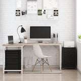 Raybee 3 Drawer File Cabinet Printer Stand Filing Cabinet Rolling File Cabinets for Home Office Fabric Vertical Office Storage Cabinet Fits A4, Legal, Letter Size, 16.9" D*15.6" W*26.6" H, Black Raybee