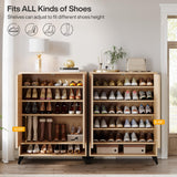 Tribesigns Shoe Cabinet with Doors, 6-Tier Entryway Shoe Storage Cabinet with Adjustable Shelves, Modern Wooden Shoe Organizer Cabinet for Living Room, Bedroom, Natural Tribesigns