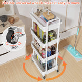 Calmootey 4-Tier Rolling Utility Cart with Drawer,Multifunctional Storage Organizer with Plastic Shelf & Metal Wheel,Storage Cart for Kitchen,Bathroom,Living Room,Office,White Calmootey