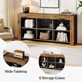 Tribesigns Industrial Rustic 6-Cube Horizontal Bookcase for Home & Office Tribesigns