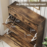 Halitaa Shoe Cabinet with 2 Flip Drawers & 2 Drawers,Farmhouse Shoe Storage Cabinet for Entryway,Slim Freestanding Narrow Organizer Rack for Front Door Entrance,Rustic Brown Halitaa