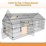 INJOPEXI Metal Chicken Coop 86"×40"×39" Chicken Runs for Yard with Cover Chicken Playpen Enclosure Chicken Pen Kennel Duck CoopCage for Outdoor Backyard Farm Rabbit Small Animal Dog Poultry Cat Hutch INJOPEXI