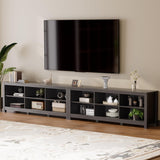 BVIUNTWO TV Stand for 110 Inch TV, Black Entertainment Center for 90+ inch TV Console Table with 12 Cubby Storage, Classic Television Stands for Living Room,Bedroom BVIUNTWO