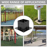 Rasugarlary 4x4 Post Base 6 PCS, Deck Post Anchor Base (Actual 3.6"x3.6") Black Powder Coated Post Bracket Wood Fence Pergola Brackets for Mailbox Railing Porch Rasugarlary