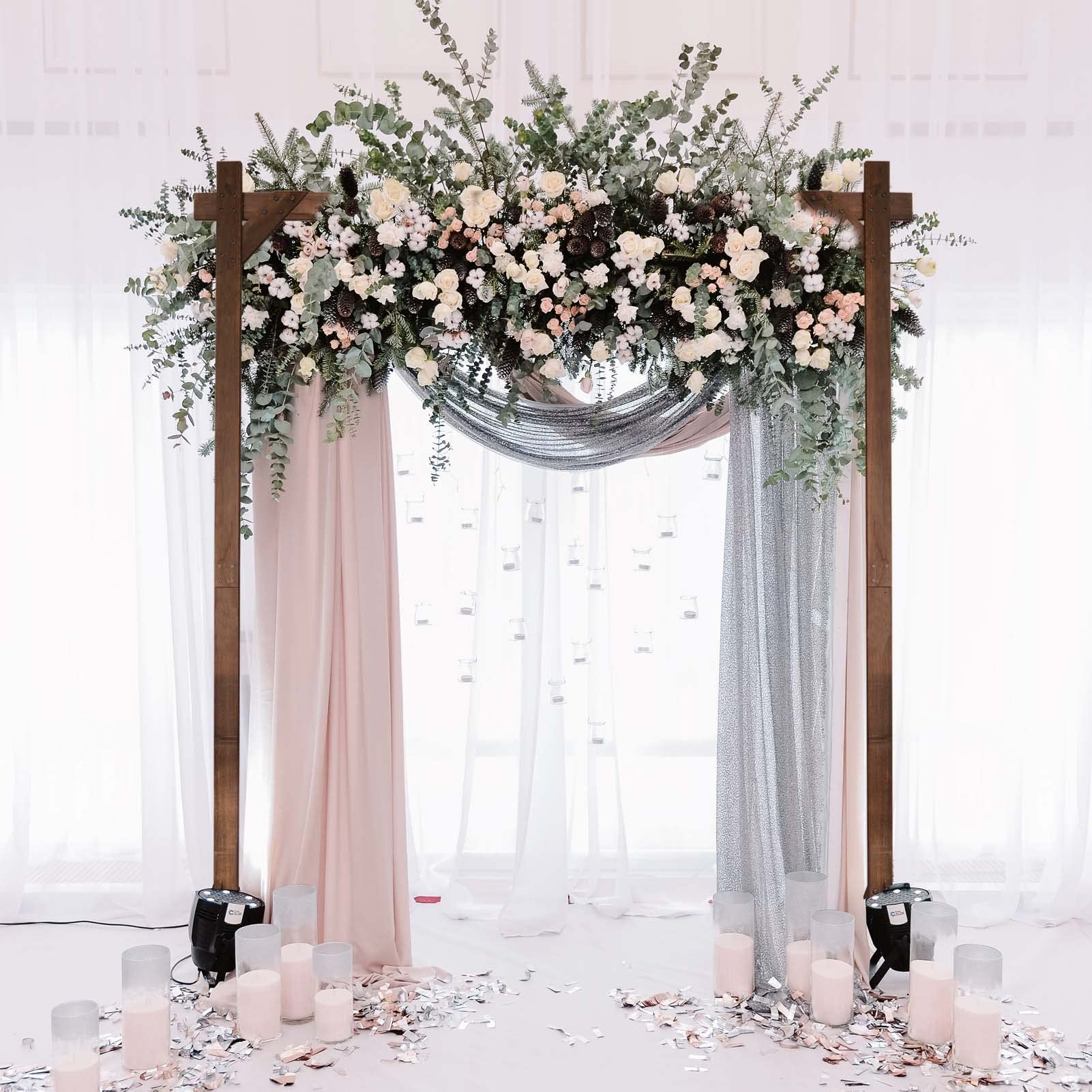 Funtiger Wooden Wedding Arch 7.2FT, Square Wedding Arches for Ceremony Decoration, Wedding Backdrop Stand for Proposal Wedding Birthday Valentine's Day Parties Outdoor Indoor Decor - WoodArtSupply