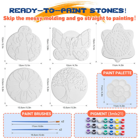 IFLOVE Paint Your Own Stepping Stones for Kids Craft Kits,Arts and Crafts for Kids Ages 4-8,5 Pack Painting Crafts for Girls Ages 8-12，Outdoor Toys Art Supplies Toddler Birthday Gift (Multicolored) IFLOVE