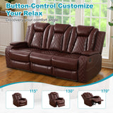 Lyngins 3+2+1 Power Sectional Reclining Sofa Set, Modern Recliner Couch, Loveseat, Chair with USB Ports/LED Lights/Storage Console/Cup Holders, PU Leather Recliner for Living Room, RV Theater, Brown Lyngins
