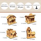 MPIUET 3D Wooden Puzzles for Adults 4PCS Wooden Mini House Model Kits for Adults, 3D Jigsaw Brain Teaser Puzzles, Log Cabin DIY MPIUET