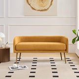 Forshare Bedroom Bench with Low Back,Inside Metal Frame, Extra Seat for Living Room,Entryway or Dinning Bench (Yellow) … Forshare