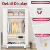 GAIOUS Metal Wardrobe Cabinet with Hanging Rod, 71" Metal Clothing Storage Cabinets with 2 Doors and Adjustable Shelves, White Armoire Wardrobe Closet for Bedroom, Laundry Room, Cloak Room GAIOUS