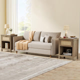 Eclatara Rattan Nightstand Set 2: Boho End Table with Drawer and Storage Shelf, Farmhouse Cane Accent Bedside Night Stands for Bedroom Small Space Sofa (2, Caramel Oak) Eclatara