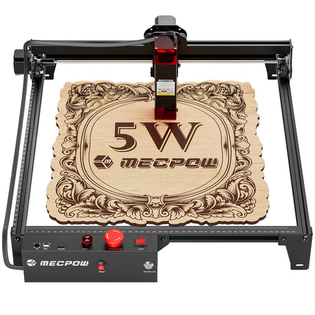 Mecpow X3 Laser Engraver, 5W(5000mW output) Laser Cutter, 60W Laser Engraving Cutting Machine, Laser Engraver for Wood and Metal w/Emergency Stop, Flame & Gyro Detection, 16.0 x 15.7" Mecpow