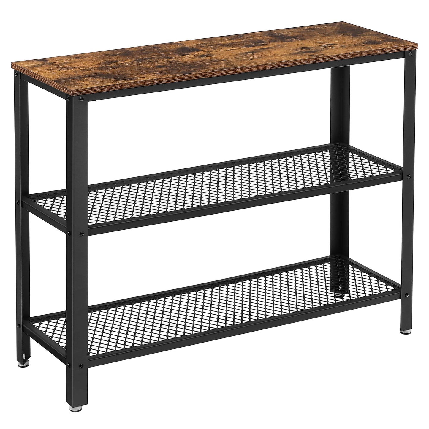 VASAGLE 40" Industrial Console Table, 3 Tier Entryway Table with Storage Shelf, Narrow Sofa Table for Living Room, Hallway, Entrance Hall, Corridor, Bedroom, Rustic Brown and Black ULNT81BX