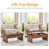 Small Lift Top Coffee Table, Wood Rectangle Coffee Table with Lifting Top and Hidden Storage Compartment, Mid Century Modern Center Tables for Small Space, Living Room, Office (Walnut) QHITTY