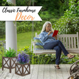 Autumn Alley Farmhouse Front Porch Planters Set of 2 Stand with Galvanized Corrugated Metal Planters for Outdoors/Indoors - Rustic Wood Square Planters Box on Legs – Charming Farmhouse Décor, Brown Autumn Alley