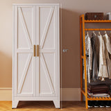 61" Tall Farmhouse Metal Pantry Cabinet, Kitchen Pantry Storage Cabinets with 2 Barn Door and Adjustable Shelves,Metal Pantry Storage Cabinet,for Kitchen,Laundry Room,Home Office,Kids Room (White) Washsemba