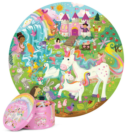 Unicorn Jigsaw Puzzle for Kids Ages 5-8 - 150 Piece Round Unicorn Kids Puzzles - Princess Puzzle with Fairies and Animals Made with 100% Recycled Card by boppi boppi
