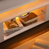 Cubehom LED TV Stand White TV Stands for Living Room Modern TV Stand with Storage for 65/70/75 inche TVs Entertainment Center for Living Room Cubehom