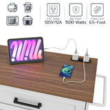 HOOBRO Kitchen Island with Storage, Power Outlet, Rolling Kitchen Island Cart on Wheels, with 2 Drawers, Sliding Barn Doors and Lockable Wheels, Farmhouse, White and Walnut WH28UZD01 HOOBRO