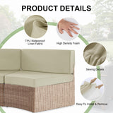 MABOZOO 2-Piece Outdoor Curved Cushions for Half-Moon Patio Furniture, Premium Comfort Half-Moon Patio Cushion for Wicker Sectional Sofa (Beige) MABOZOO