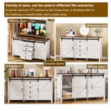 PAKASEPT Farmhouse Dresser Chests for Bedroom, Sliding Barn Doors TV Stand, Tall Wide Wood Country Rustic Chest of Drawers, Wood Storage Dressers for Living Room Hallway Entryway PAKASEPT