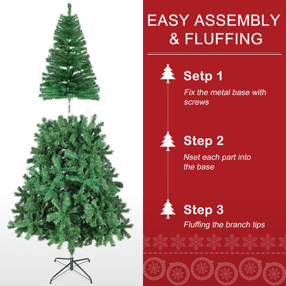 AWDK 5FT Artificial Christmas Tree with 550 PVC Branch Tips, Christmas Tree with foldbale Metal Base, Easy Assemble, Christams Decoration for Home and Office