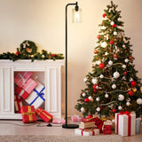 Ziisee Industrial Floor Lamp with Glass Shade - Black, LED Bulbs, Foot Pedal Switch, Easy Assembly Ziisee