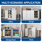 Metal Garage Storage Cabinet with Doors and Shelves，36" Metal Cabinet with Lock,Metal Storage Cabinet for Office,Home,Garage,Gym,School and Tool Rooms-White(Required-Assembly) Kooyon