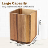 RedCall Acacia Wood Utensil Holder, 360° Rotating Large Cooking Utensil Organizer, Kitchen Tool Storage for Countertop,Spoon Spatula Holder for Kitchen Counter,Farmhouse Kitchen Decor RedCall