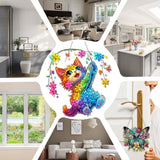 SKRYUIE Hanging Diamond Art Kits for Adults Cat, DIY Window Pendant Diamond Painting Kit Sun Catcher, Special Shaped Crystal Acrylic Double Sided, Porch Outdoor Garden Ornament 7.72 x 7.37 Inch SKRYUIE