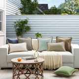 Phantoscope Pack of 2 Farmhouse Modern Spring Decorative Throw Pillow Covers Burlap Linen Trimmed Outdoor Pillows Tailored Edges Off White 18 x 18 inches, 45 x 45 cm Phantoscope