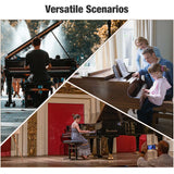 AW Adjustable Height Piano Bench Stool PU Leather Wooden Keyboard Seat with Music Storage Weight Capacity 400lbs Black AW