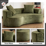 80" Curved Loveseat for Small Spaces, Green Curved Couches for Living room, Compression Sofa in a Box with 2 Pillows, Small Couch for Bedroom with Wide Armrest & Memory Foam, No Assembly Required Thctvous