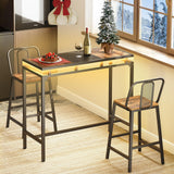 YATINEY Bar Table with LED Lights, Counter Height Table, Bar Height Table, Pub Table, Gaming Table, Metal Frame, for Living Room, Dining Room, Pub, Black BT01DBK YATINEY
