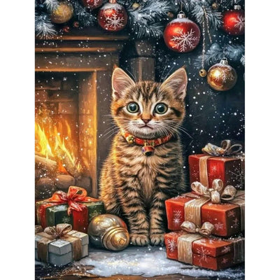 MRMIOOM 5D Christmas Diamond Art Kits for Adults, DIY Christmas Cat Diamond Painting Kits, Full Round Drill Painting Kit Art and Crafts for Adult Home Wall Decor 12 X 16inch