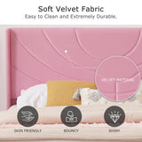 VECELO Twin Upholstered Platform Bed Frame with Fabric Headboard,Wooden Slats Support/No Box Spring Needed/Mattress Foundation for Girls,Boys,Pink VECELO