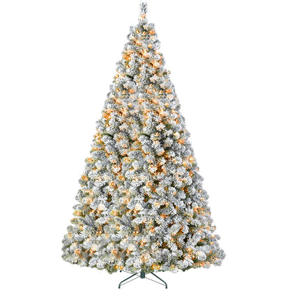 Hykolity 6 ft Prelit Snow Flocked Christmas Tree, Artificial Christmas Tree with 250 Warm White LED Lights, 551 PVC Branch Tips, Easy Assembly with Metal Stand and Hinged Branches