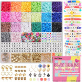 BestNow Clay Beads Bracelet Making Kit 5000 Pcs Friendship Bracelet Kits Flat Beads for Jewelry Making Polymer Heishi Beads Set for Bracelet Necklace DIY Crafts Gift for Girls Ages 6-12 BestNow