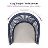 PURPLE LEAF Outdoor Dining Set for 8 All-Weather 9 Piece Patio Aluminium Dining Large Square Table and Rope Weave Chairs Included Cushions for Backyard Decor Kitchen Patio Furniture Set Grey and Navy PURPLE LEAF