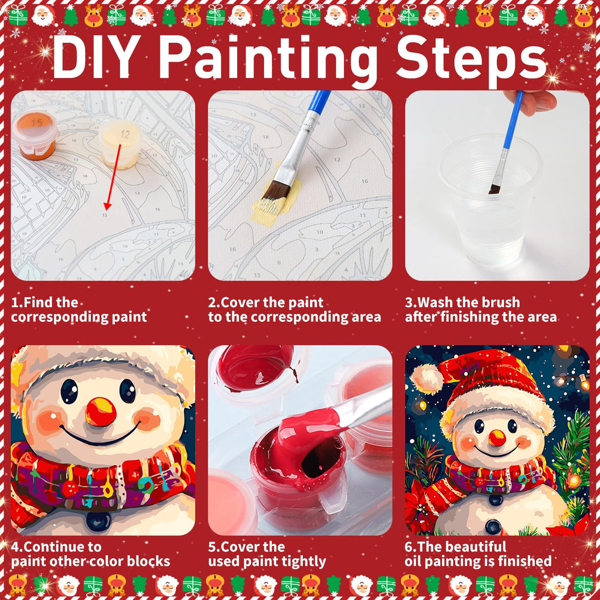 Christmas Paint by Numbers for Adult,Snowman Paint by Numbers Kit for Adults Beginners, DIY Acrylic Painting on Canvas for Home Wall Art Decor 16x20 Inch Mandun