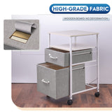 DEVAISE 2 Drawer Mobile File Cabinet, Rolling Printer Stand with Open Storage Shelf, Fabric Vertical Filing Cabinet fits A4 or Letter Size for Home Office, Light Grey DEVAISE