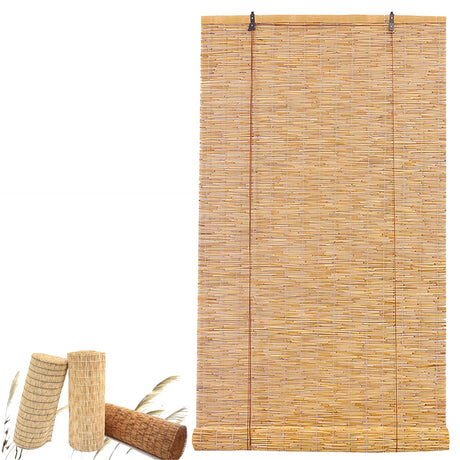 Bamboo Shade Bamboo Blinds Outdoor for Patio, Bamboo Blind Bamboo Roll Up Blinds, Reed Shades Outdoor Blinds, Bamboo Roll Up Shades for Porch/Garden/Sunroom Privacy 13x40inches（W×H） White WEZINK