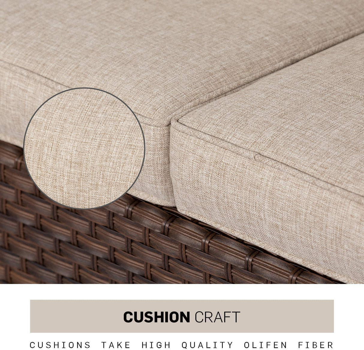 SOLAURA Patio Furniture Set Outdoor Conversation Set All Weather Wicker Furniture 4 Pieces Sectional Sofa Set with Tempered Glass Coffee Table-Brown SOLAURA